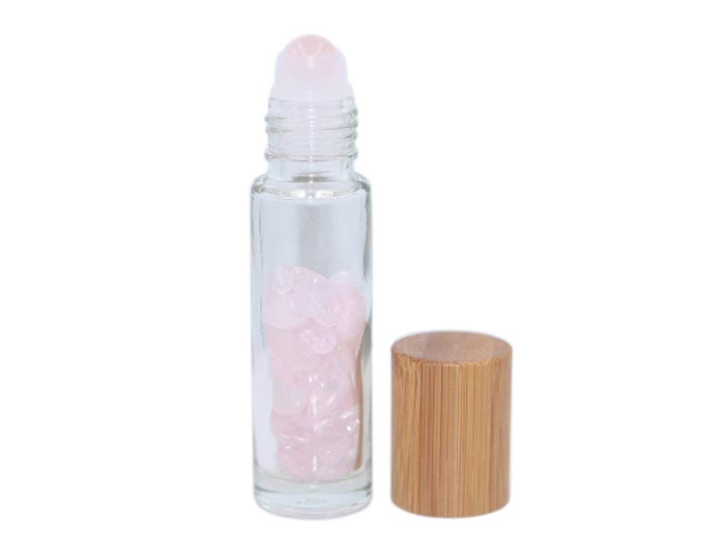 Wresty 10ml Roll On Bottle With Gemstone Rollerball&Crystal Chips Inside,10 Packs Glass Roller Bottles Essential Oil Sample Bottles(Bamboo Lids) - Image 2